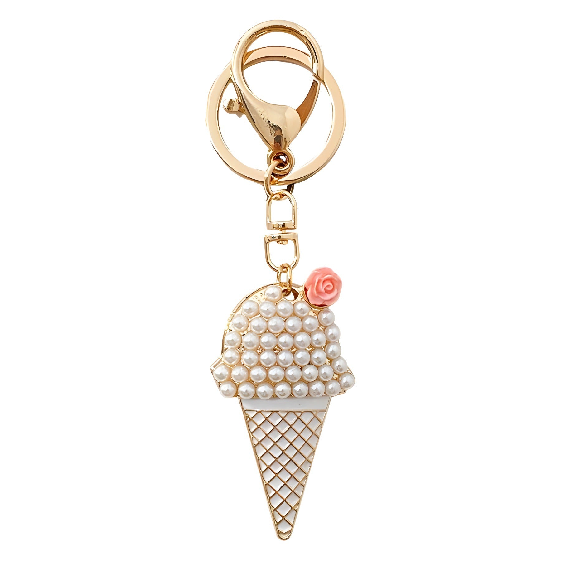 Wholesale Pearl Ice Cream Car Diamond Keychain